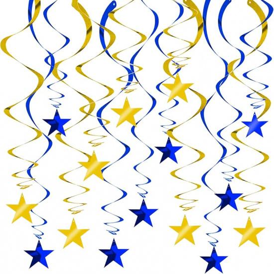 BEISHIDA Silver Star Hanging Swirl Decorations,Hanging Silver Party Supplies for Graduation Wedding Baby Shower Decorations, Pack of 15