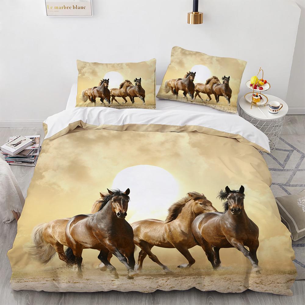 Комплект постельного белья «Конь», «Огонь, вода, лошадь, дикие животные», комплект постельного белья «Дикая природа», размер King Full Size для детей, мальчиков, девочек, подростков