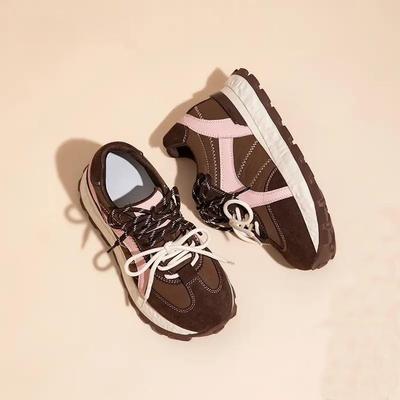 Женские осенние 2025 кроссовки с круглым носком, цветными блоками и легкой подошвой - Мягкая подошва, модная универсальная спортивно-повседневная обувь