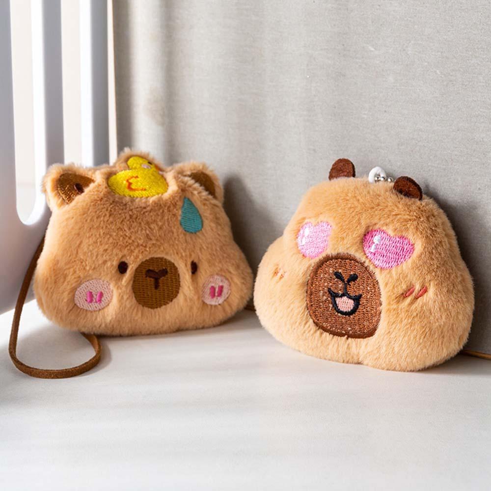 Blinking Capybara Key Ring Beeping Cartoon Animal Pendant Bag Hanging Capybara Plush Keychain  Kids