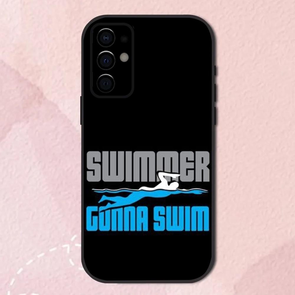 Крутой чехол для телефона с плаванием для Samsung S24, S21, S22, S23, S30, Ultra, S20, Plus, Fe, Lite, Note, 10, 9, 5G Черный Мягкий корпус