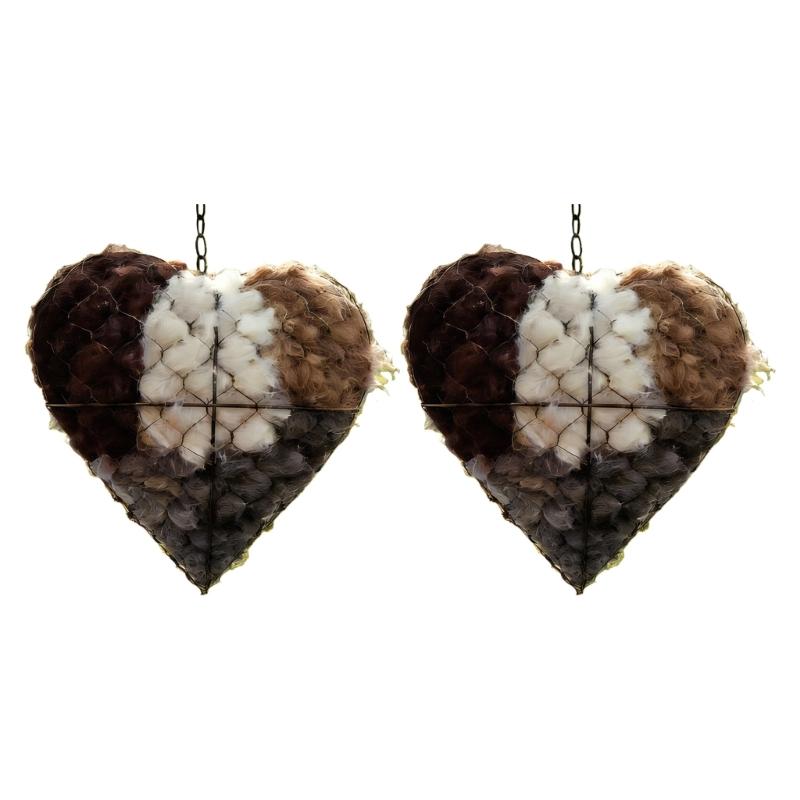 Iron Heart Shape Handmade Bird Nesting Heart Refillable Garden Yard Art Decoration Natural Nesting Fibers for Wild Birds