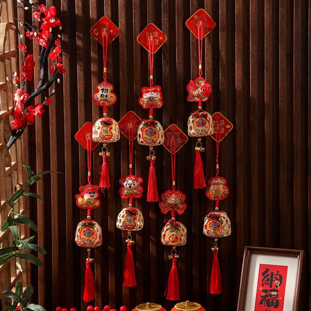 Creative Spring Festival Decoration Pendant Reusable New Year Ornaments Red Lantern String Home
