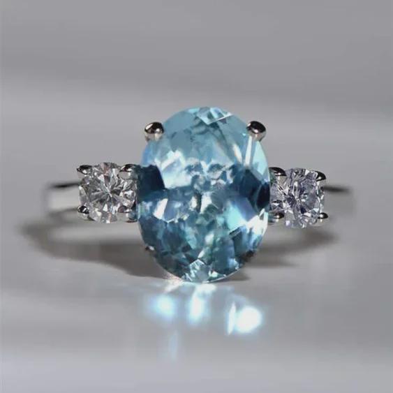 Кольцо Hecheng High-End Blue Gem Aquamarine в форме яйца