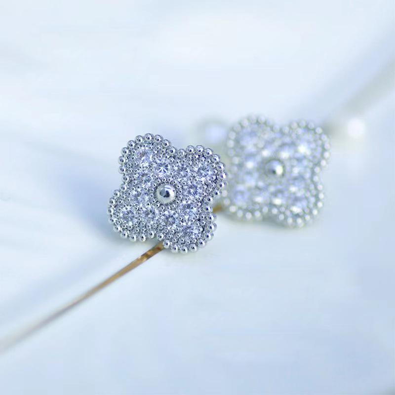 Серьги с четырьмя листочками клевера Ins Wind, женские модели, антиаллергенные серьги, модные сетчатые красные серьги, серьги с кисточками