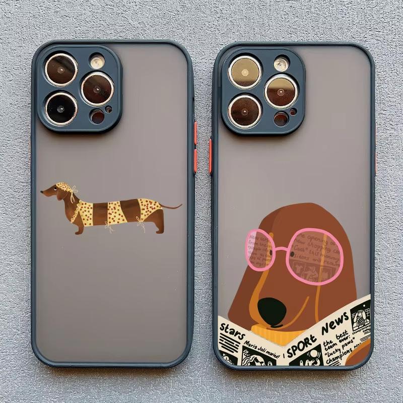 Милый чехол для телефона с рисунком таксы и бульдога для iPhone 17 Pro Max 16 Plus 15 14 13 12 11 XS XR 17Air Ударопрочный чехол