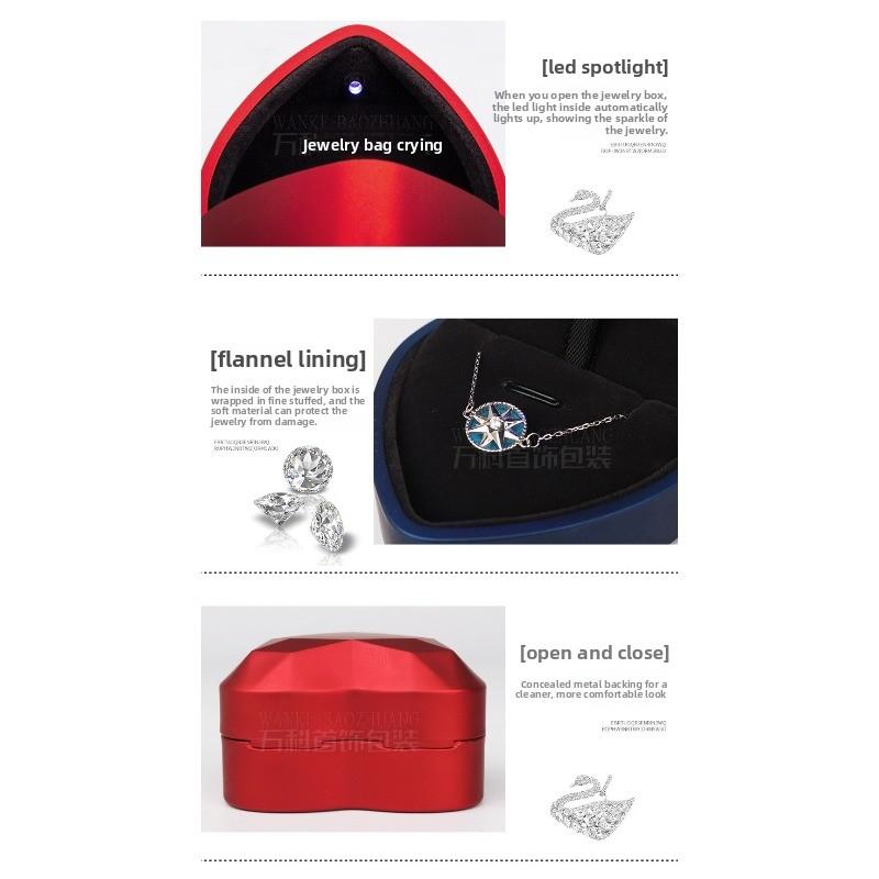 Romantic heart-shaped jewelry box - premium led lighted ring box for necklaces and pendants