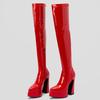 Сексуальные высокие сапоги для женщин на платформе, сапоги выше колена, фетиш-обувь, женские туфли на высоком каблуке, красные, белые, зимние, длинные, эластичные