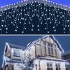 Водонепроницаемая уличная светодиодная гирлянда на солнечных батареях - Супер яркая ледяная гирлянда-водопад для фестивалей и украшения двора