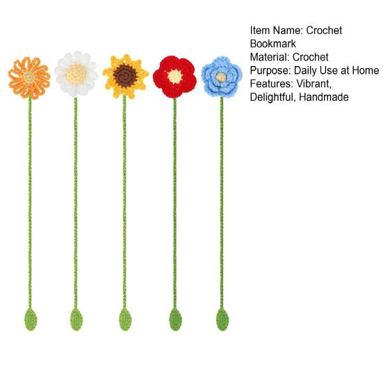 5 шт. Вязаная крючком закладка в виде цветка, Ручная работа, Закладка в виде подсолнуха, Вязаная подхватка для штор, Подарок для книголюба, учителя
