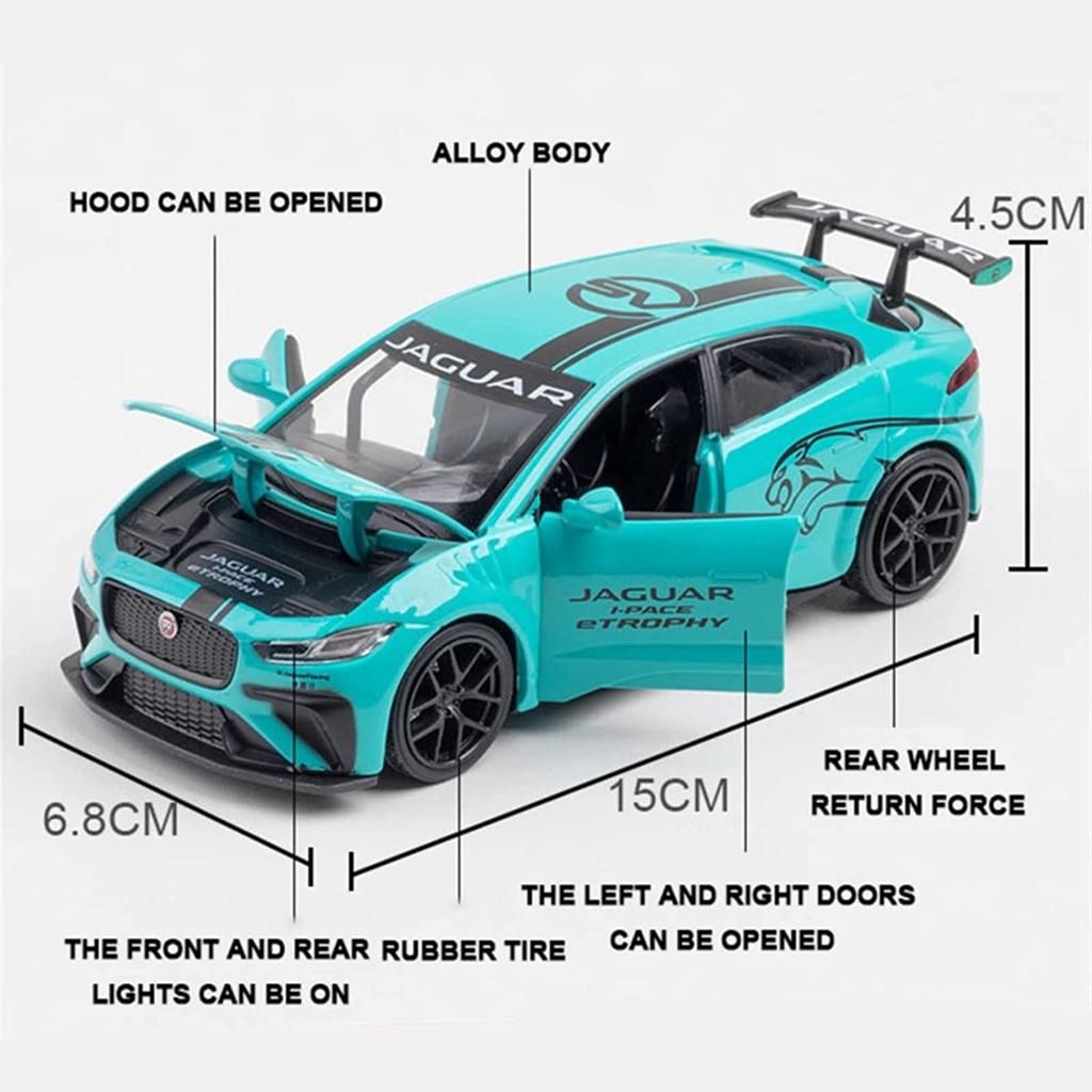 Масштаб 1/32 Jaguar I-PACE, литая под давлением модель автомобиля, игрушечный автомобиль с откатным механизмом, звуком и светом для детей, коллекция подарков для мальчиков и девочек