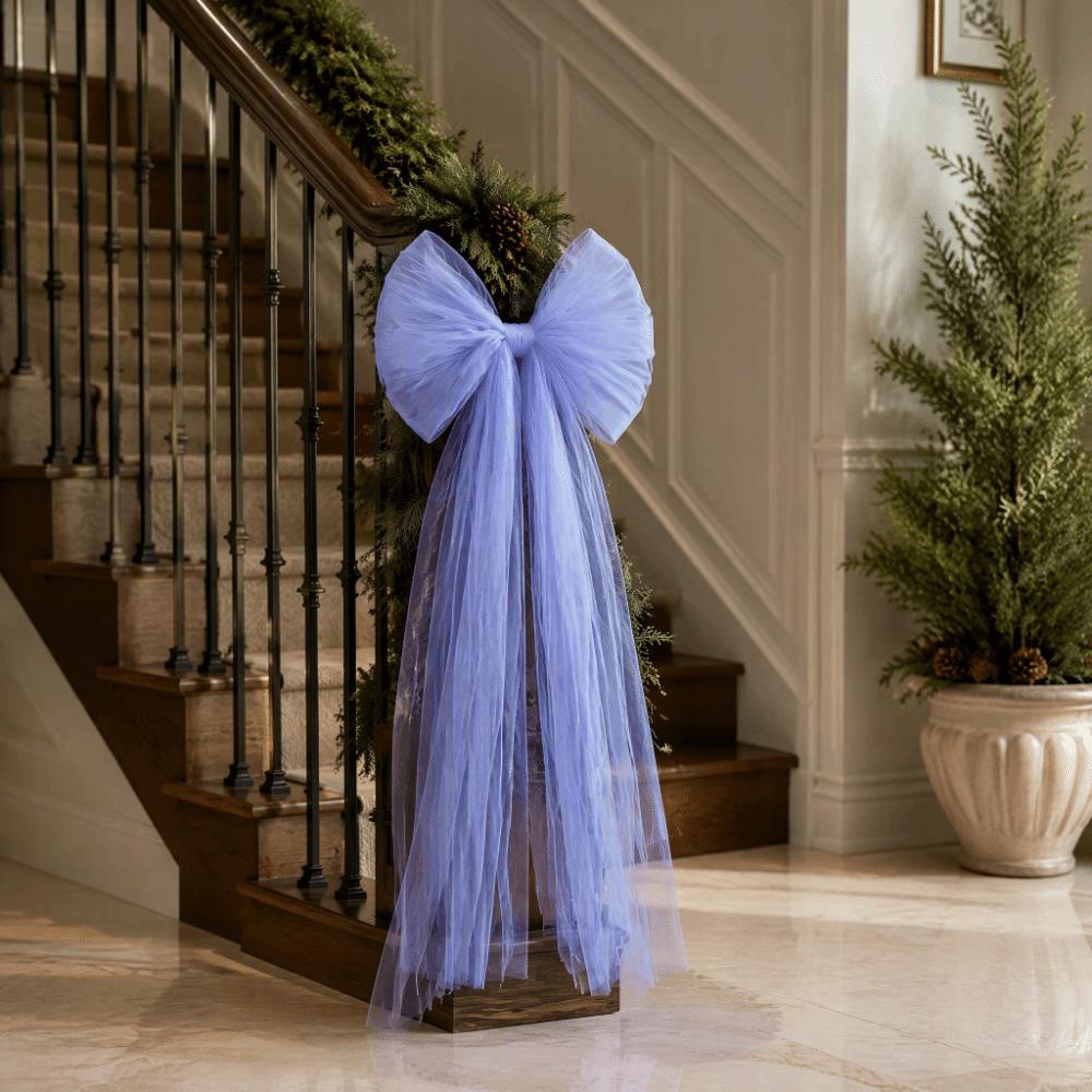 Long Streamers Large Gauze Christmas Bow Solid Color Christmas Wreaths Bow Staircase Decor