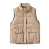 Women's Solid Color Sleeveless Cotton Vest Loose Down Cotton Vest Jacket