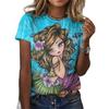 Mermaid Beach Print 3D Classic Simple Paint Funny Pattern Casual Women's T Shirt Summer Short Sleeved Fashion Ladies Top Hip Hop