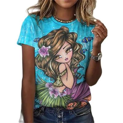 Русалка с пляжным принтом, 3D классическая простая краска, забавный узор, повседневная женская футболка, летняя модная женская футболка с короткими рукавами в стиле хип-хоп