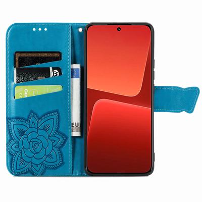 Чехол для мобильного телефона для Xiaomi 13 5G, кошелек из искусственной кожи с тисненым узором бабочки, чехол-подставка для телефона