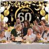 A black background cloth for a "Happy 60th Birthday" photography birthday party item