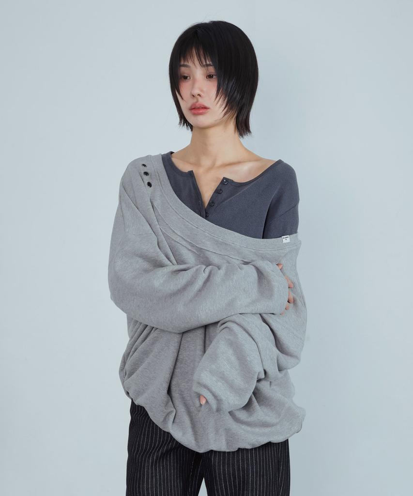 KIJIKO Ke312. Eyelet Pinch Sweatshirt Melange Gray