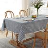 Cloth Dad Washed Cotton And Linen Canvas Printed Fish Bone Pattern Rectangular Tablecloth Fringed Tablecloth Dining Table Cloth Coffee Table Cloth