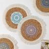 Placemat Round Thickened Heat-Resistant Table Protection Soft Straw Braided Bohemian Washable Dishes Hot Pot Pans Coffee Cup Cooking Baking