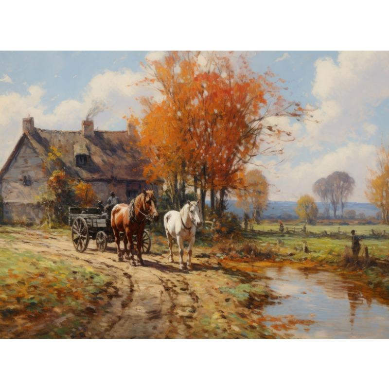 Четыре сезона Винтажные сельские пейзажи Плакаты и принты Печать на холсте Настенная картина для гостиной Украшение дома