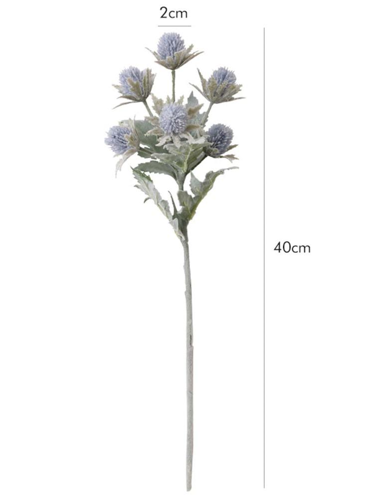 5 шт. искусственных цветов искусственный флокированный Eryngium пластиковые искусственные растения для дома, свадьбы, офиса, спальни, гостиной, журнального столика, украшения