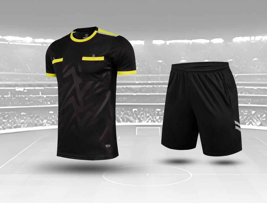 Breathable Adult Football Kit: Sweat-Wicking Jersey & Shorts Set with Short Sleeve Training Top Referee Uniform
