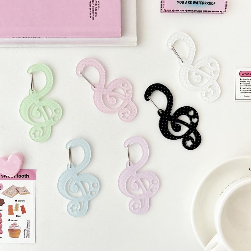 Карабин в форме ноты в горошек, альпинистская пряжка, акриловая пряжка конфетного цвета, брелок, многофункциональный крючок для ключей