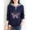 Sale for Foreign Trade Export: 100% Pure Cotton Long-Sleeve Stylish Hooded T-Shirt for Women, Autumn, Plus Size, Casual Base Shirt, Trendy Top