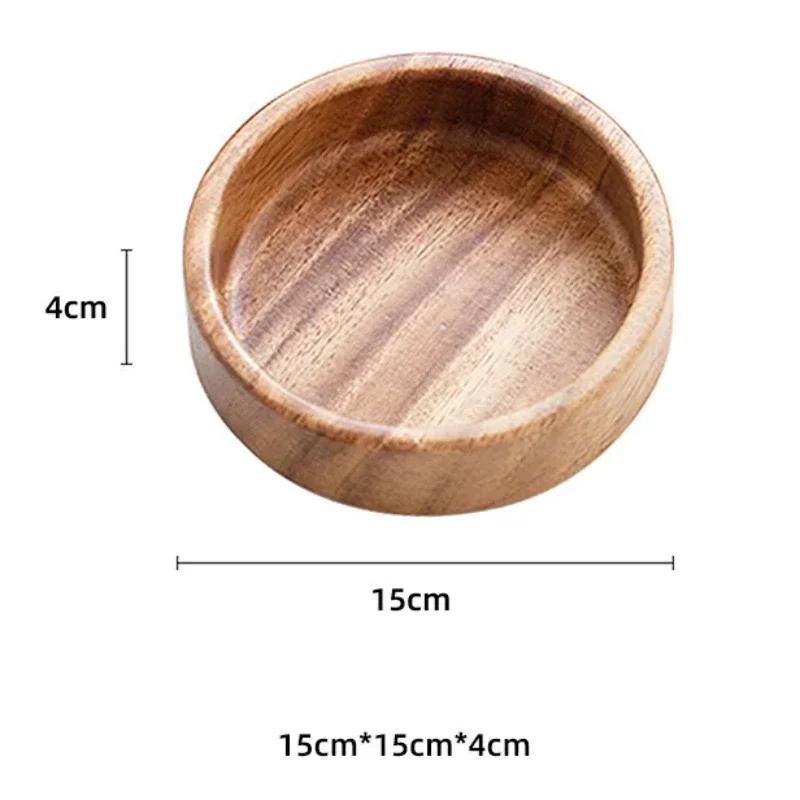 Creative Stackable Plate Walnut Wood Plate Square Tray Japanese Tableware Household Simple Confectionery Plate Small Round Bowl