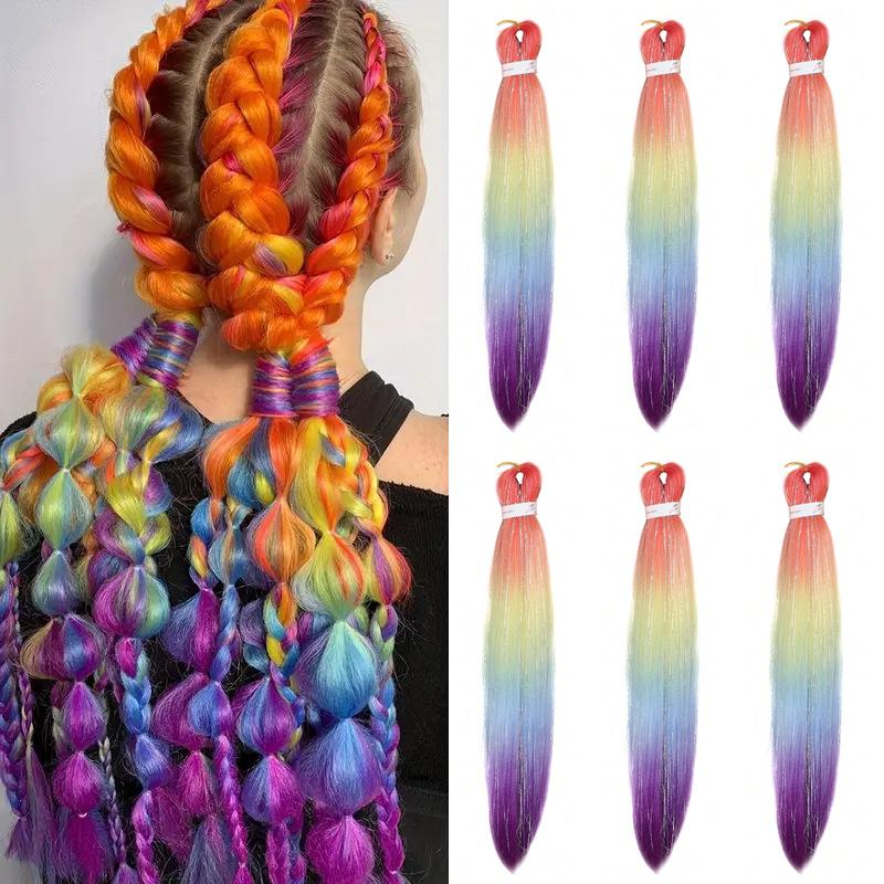 Golden Crochet Long Mixed Braid Wig Color Gradient Wig Synthetic Large Braid Reggae Hip-hop Dirty Braid Braided Hair Braid