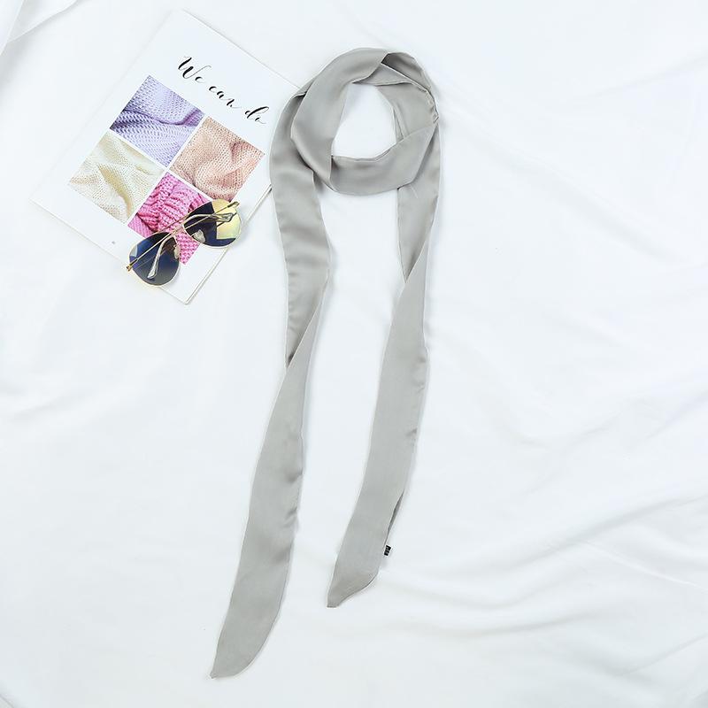 New Solid Color Slender Narrow Long Scarf Tied Bag Handle Scarves Small Satin Ribbon Decorative Bag Skinny Scarves