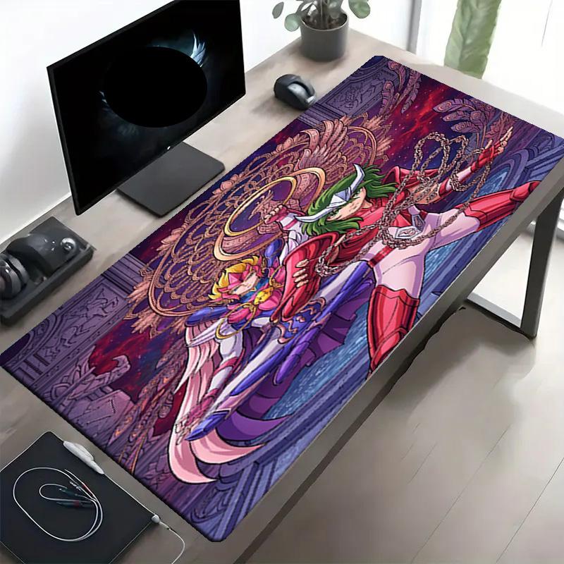 Saint Seiya Print Mouse Pad, Anti‑Slip Desktop keyboard Mat, for PC Laptop Gaming Working Daily Use, Cool Festival Surprise Gift