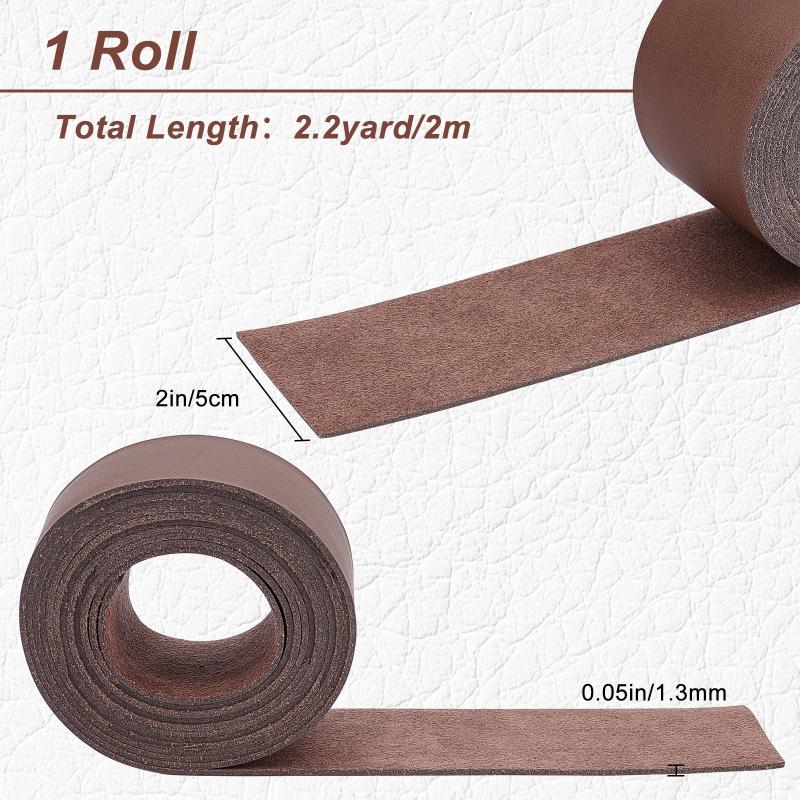 Dark Brown Genuine Leather Strap Strip 1/2 Inch Wide 79 Inch Long Leather Belt Wrap 1.3mm Thick Single Sided Flat Cord for DIY