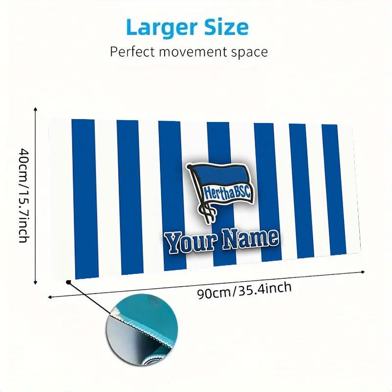 Hertha BSC Custom Name Large Size Mouse Pad Large Gaming Table Cushion Non-slip Laptop Tablet Big Mousepad XXL Mat Mini PC Playmat With Lock edge