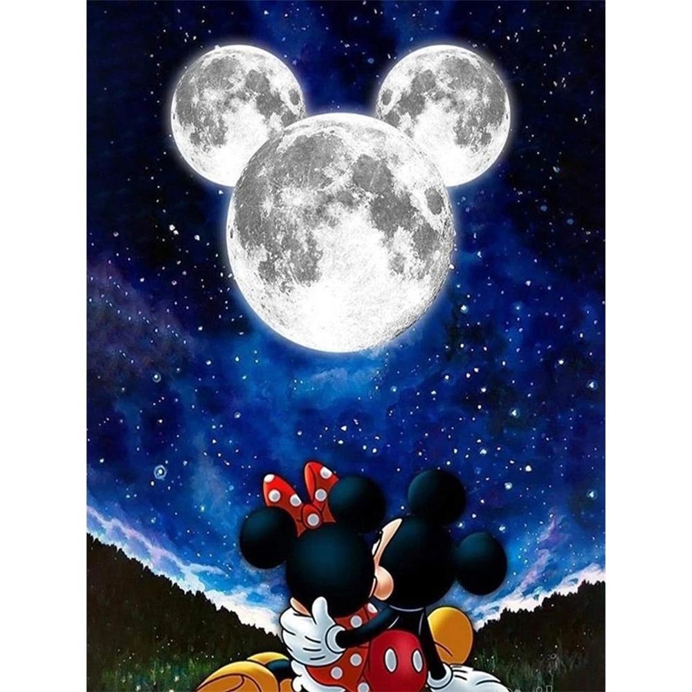 Disney 5D DIY Diamond Painting Decorations Mickey and Minnie Starry Night Romantic Diamond Embroidery Rhinestone Cross Stitch Set Handmade