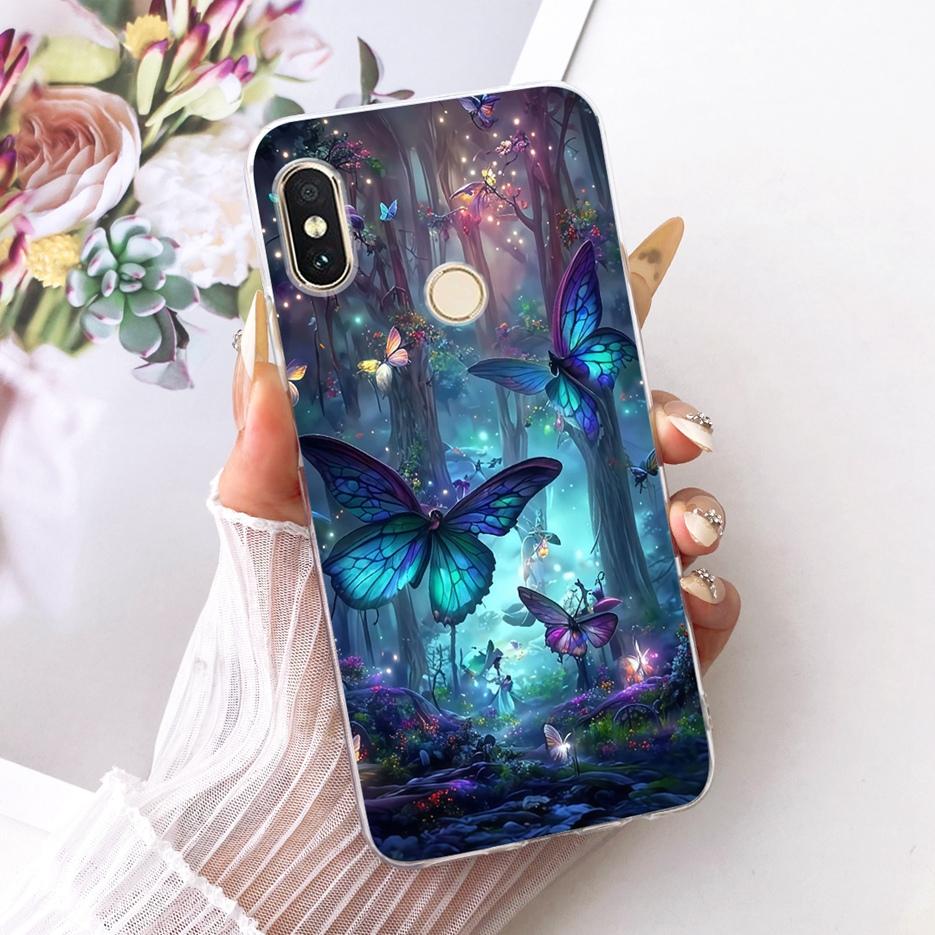 For Xiaomi Redmi Note 6 Pro Case Luxury Butterfly Tree Painted Cover Soft Silicone Case For Xiaomi Mi A2 Lite Redmi 6 Pro Fundas