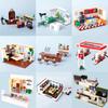 Серия Строительных Блоков MOC «Вид на Городскую Улицу» Кухня Дом Магазин Пиццерия Кофейня Лобби Отеля Заправочная Станция Кирпичики Игрушки Подарки