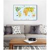 Художественная печать на холсте, картина для маленьких детей, украшение для спальни, морская жизнь, континенты, карта мира животных, детский постер, детская стена без рамки
