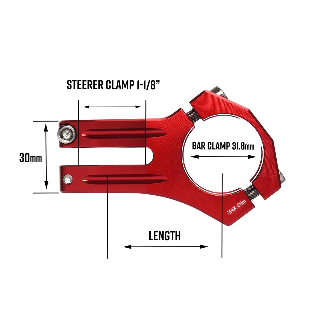 Руль Funduro MTB x Зажим 35 мм Подходит для горного BMX Велосипедного Выноса, 31,8 мм - Диаметр 31,8 мм - Велосипедов, (Длина 35 мм, Серый)