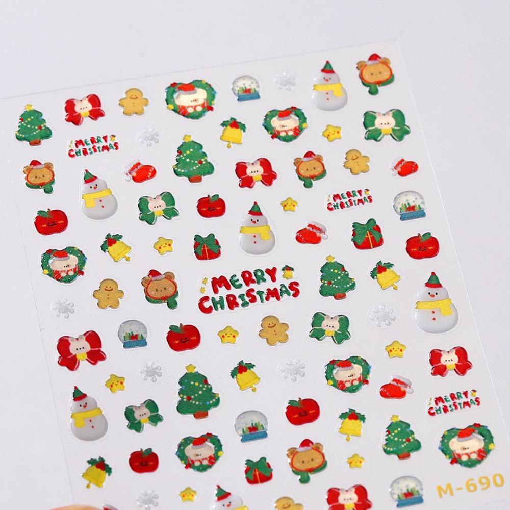 Cartoon Christmas Nail Decals Santa Claus Xmas Nail Decorations Christmas Nail Stickers  Winter