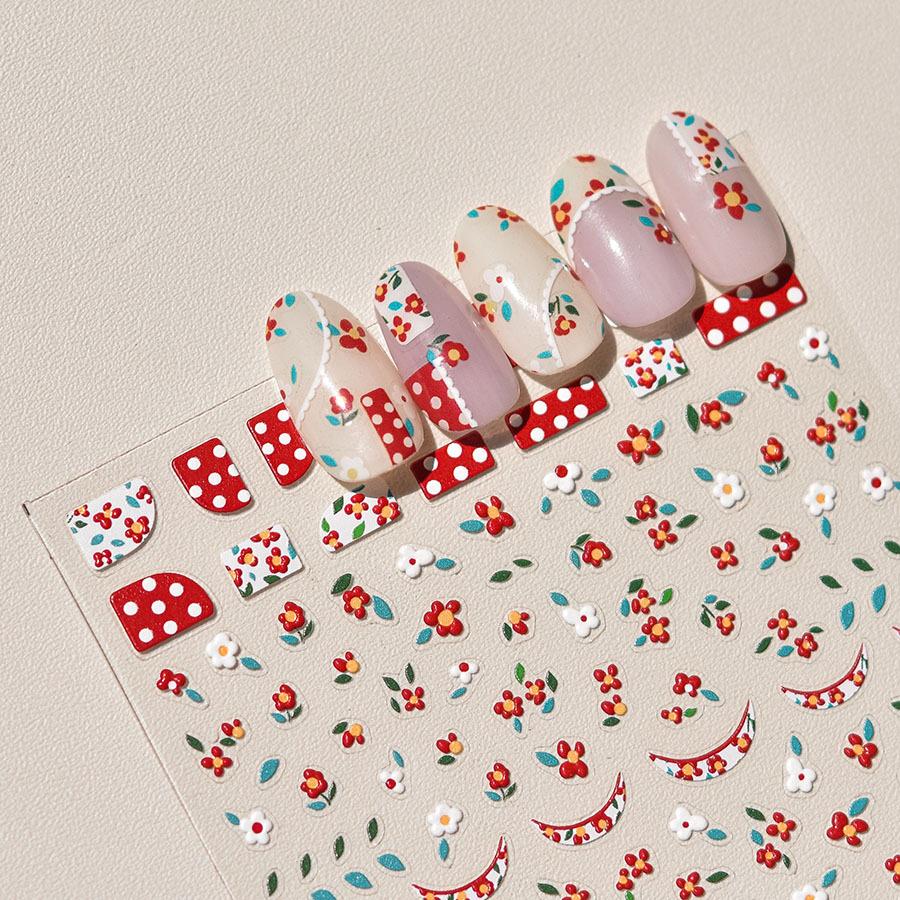 Рельефный маленький красный цветок наклейка для дизайна ногтей своими руками изготовление креативных декоративных наклеек