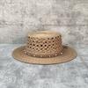 Лето 2025 Новая морская vacation Вязаный крючком Рафия Плоская вершина Шляпа-цилиндр Женский темперамент Шляпа от солнца Солнцезащитная Соломенная шляпа