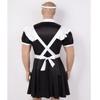 Men Sissy Maid Cosplay Outfit Puff Sleeve Front Button Down Dress with Apron and Headband