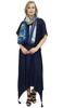 Bimba Women's Sleeve Black Asymmetrical Hem Maxi Dress with Scarf-14