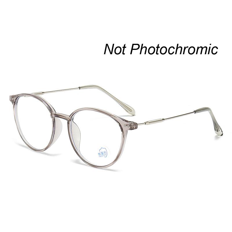 Women'S Fashion Photochromic Myopia Glasses Unisex Ultralight Anti-Uv Near Sight Eyeglasses Men Ladies Vintage Round Eyewear