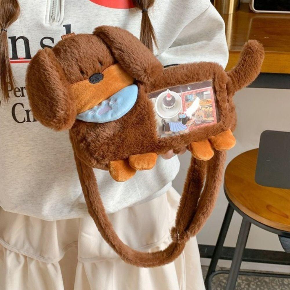 Y2K Dachshund Dog Shoulder Bag PVC Cartoon Ita Bag Daily Transparent Handbag Women