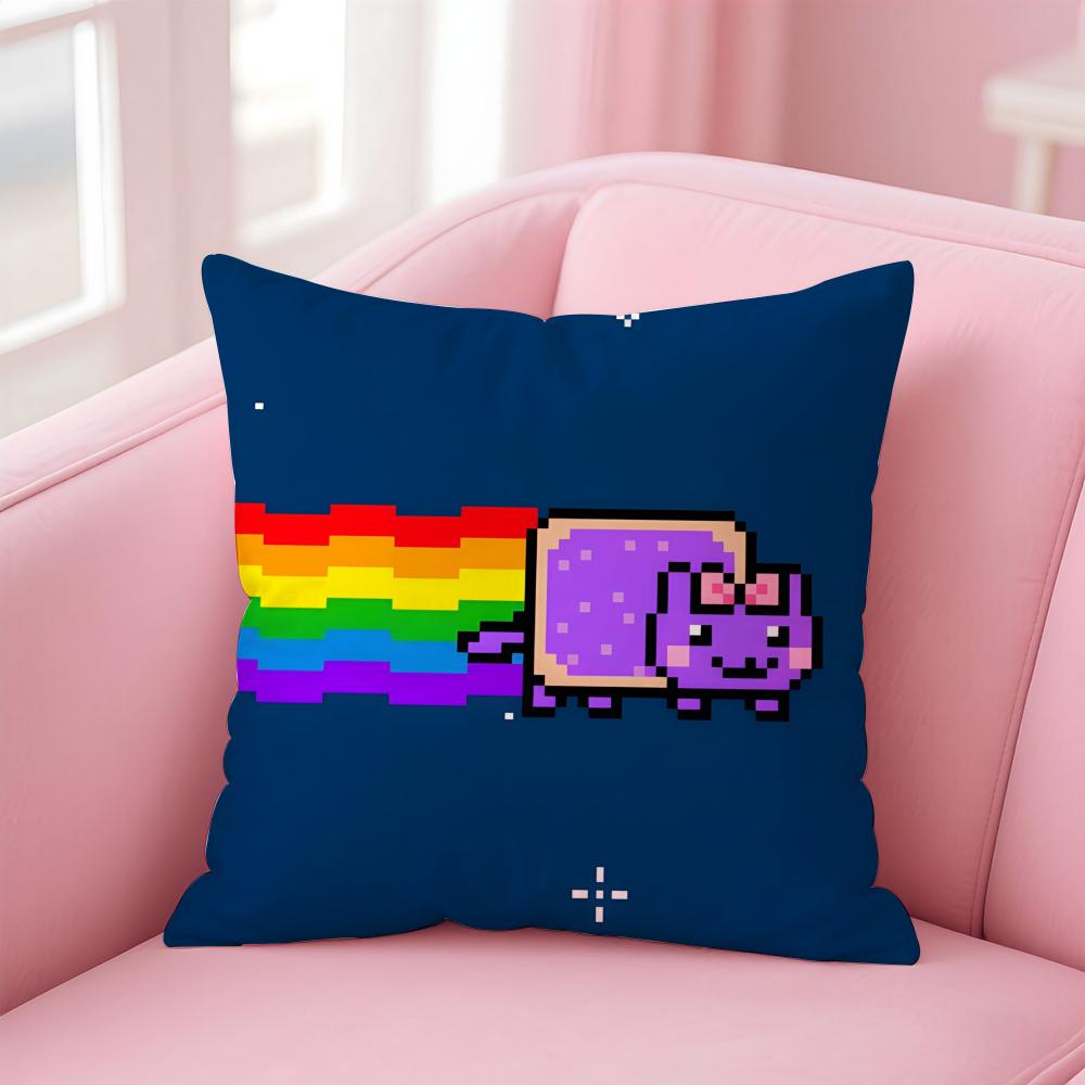 Наволочка для подушки Nyan Cat, для дома и автомобиля, многоцелевая, двусторонняя, мягкая и прочная, для повседневного использования