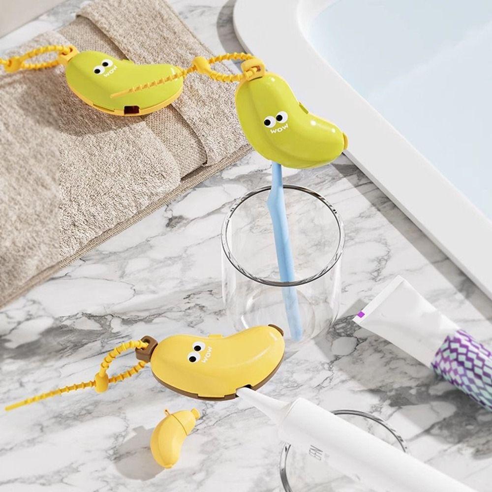 2Set 2 In 1 Banana Shape Toothbrush Cover Dustproof Toothbrush Dust Clamp Travel
