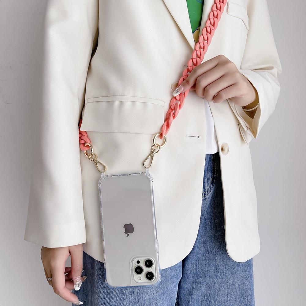 Colour Acrylic Chain Crossbody Shockproof Lanyard Phone Case For iPhone 15 16 pro 13 12 11 14 Pro Max Hand Chain Clear Cover
